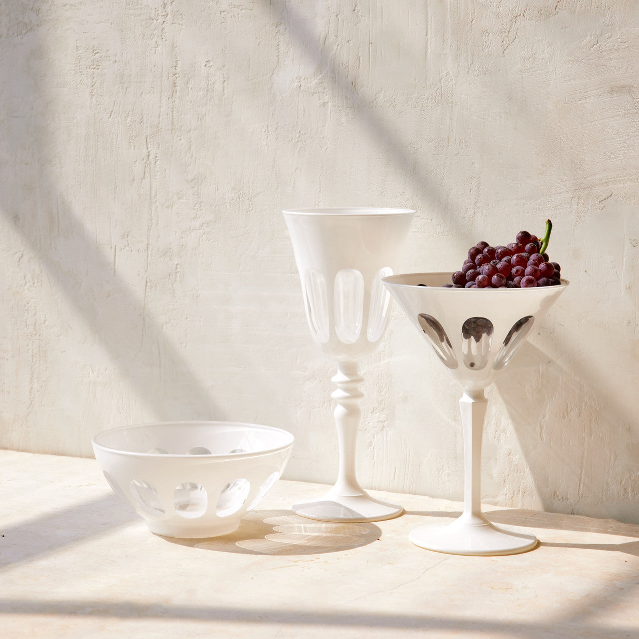 Rialto Glass Martini Set/2, Chalk