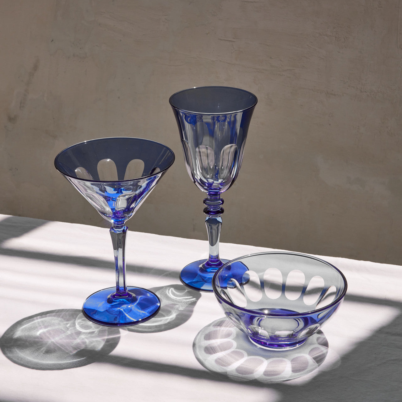 Rialto Glass Martini Set/2, Moon Glow