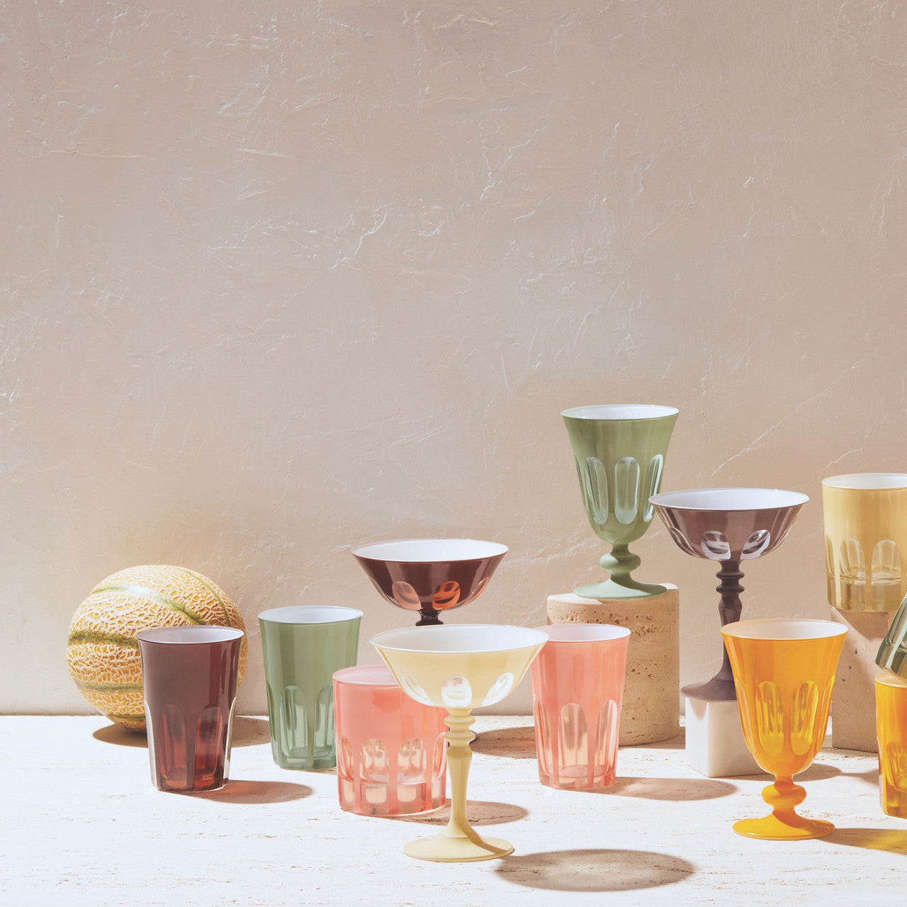 Rialto Glass Coupe Set/2, Oxblood