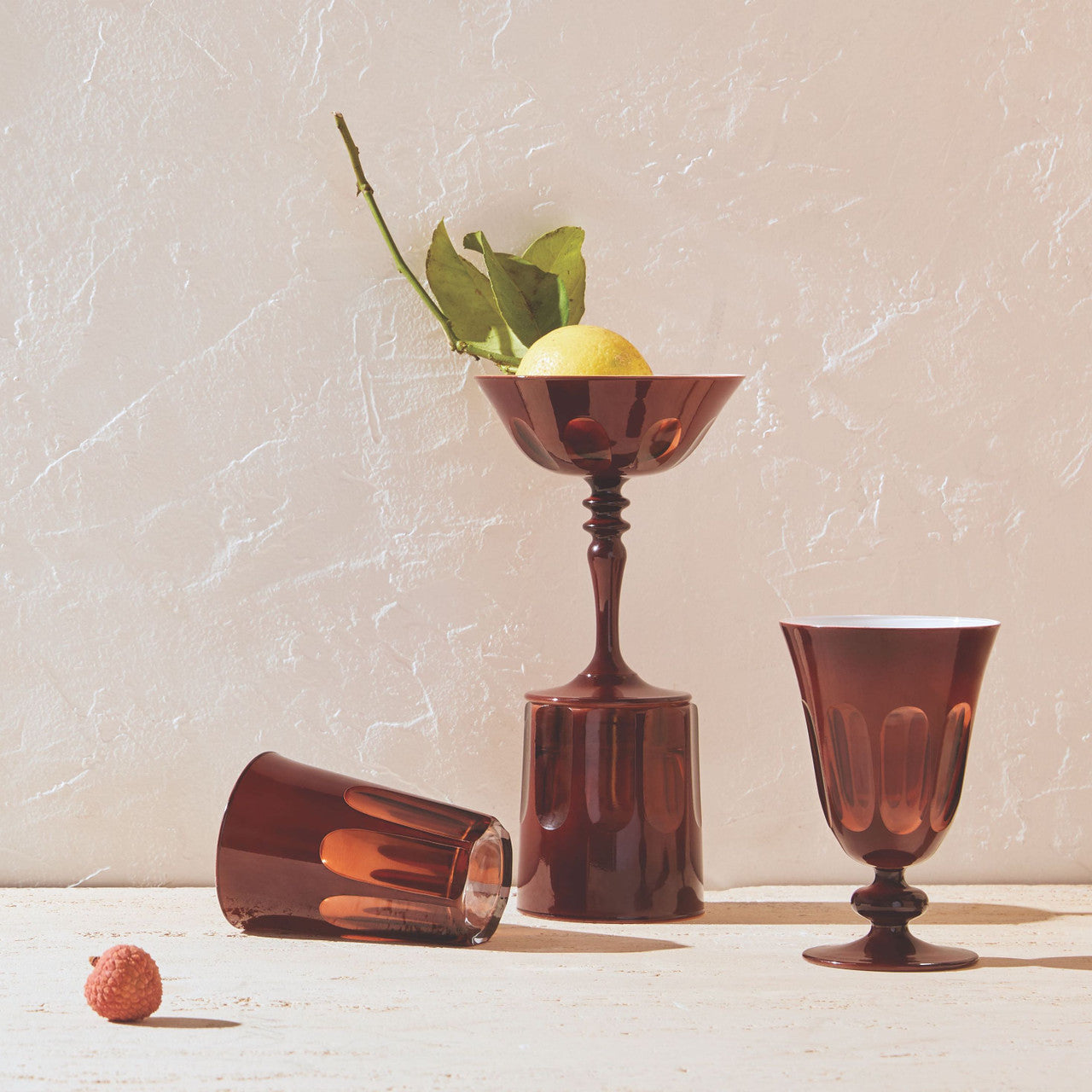 Rialto Glass Tumbler Set/2, Oxblood