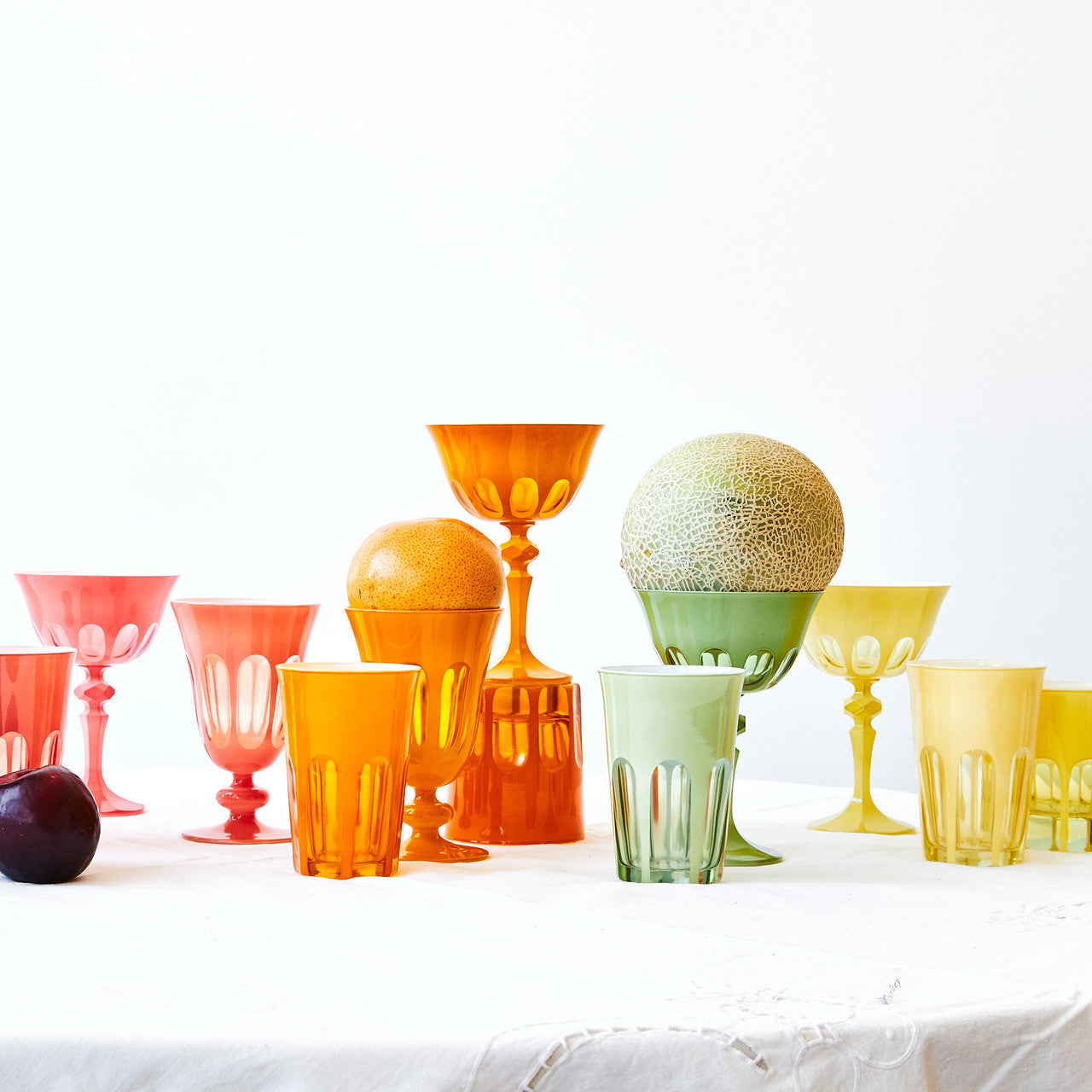 Rialto Glass Coupe Set/2, Salmon