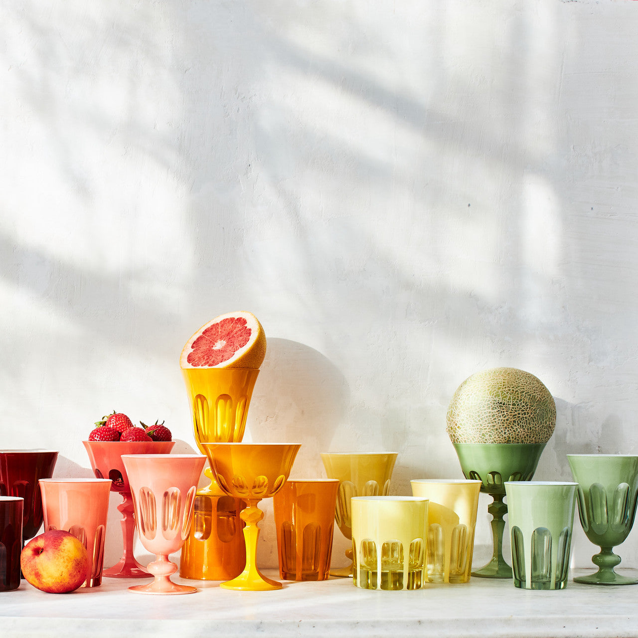 Rialto Glass Coupe Set/2, Pale Sage