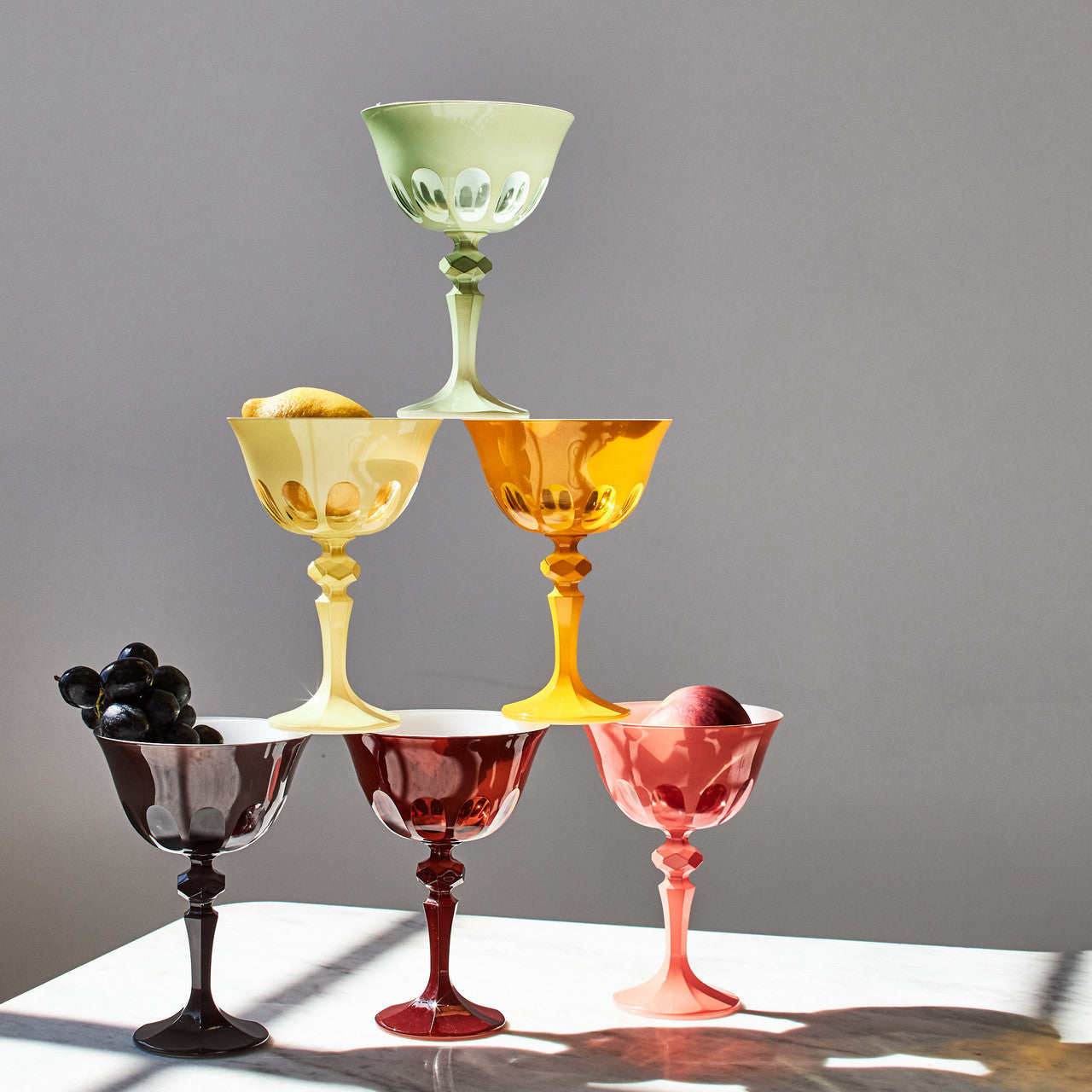 Rialto Glass Coupe Set/2, Pale Sage