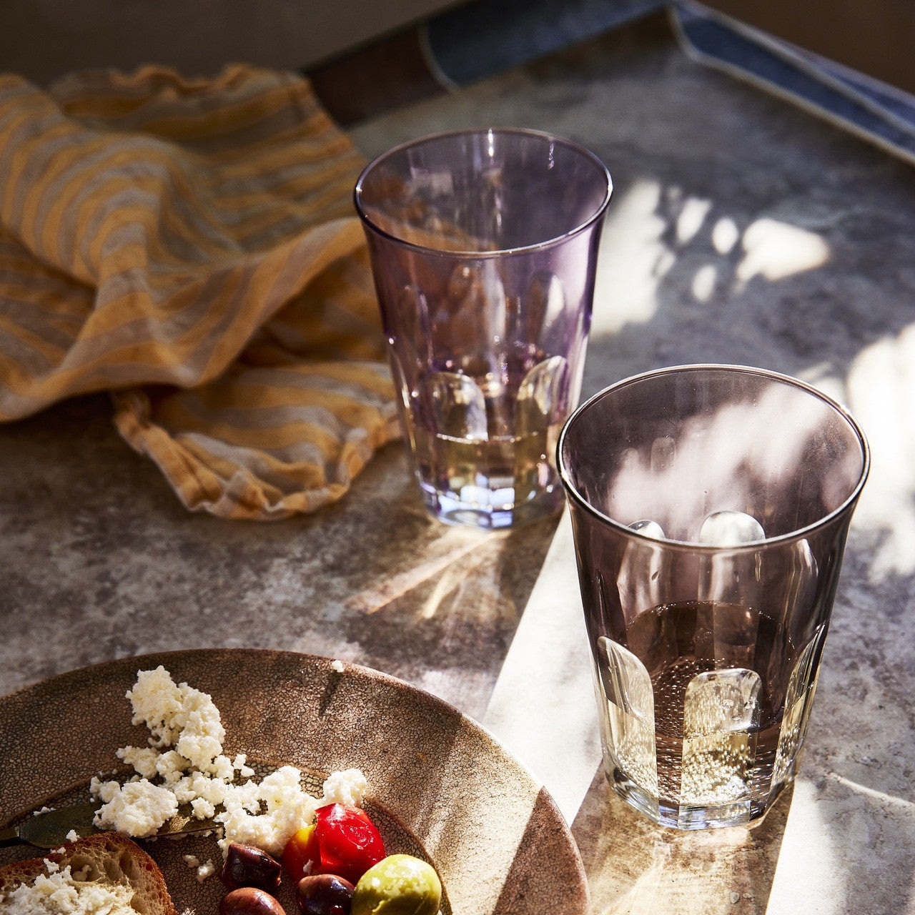 Rialto Glass Old Fashion Set/2, Amethyst