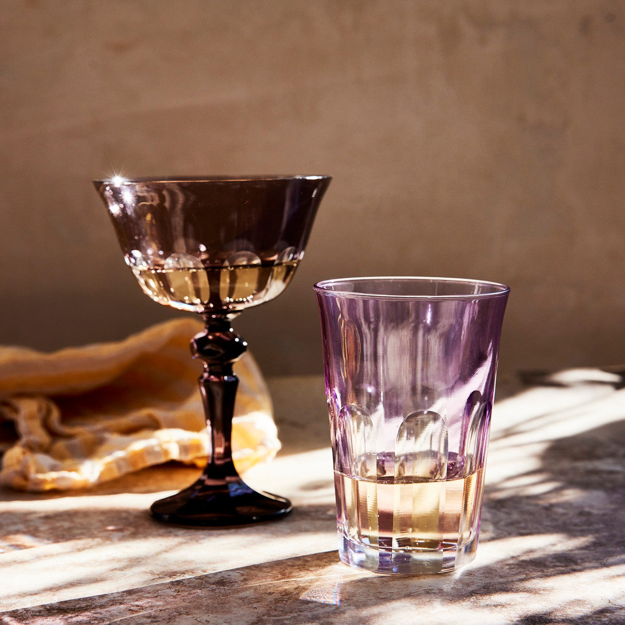 Rialto Glass Coupe Set/2, Smoke