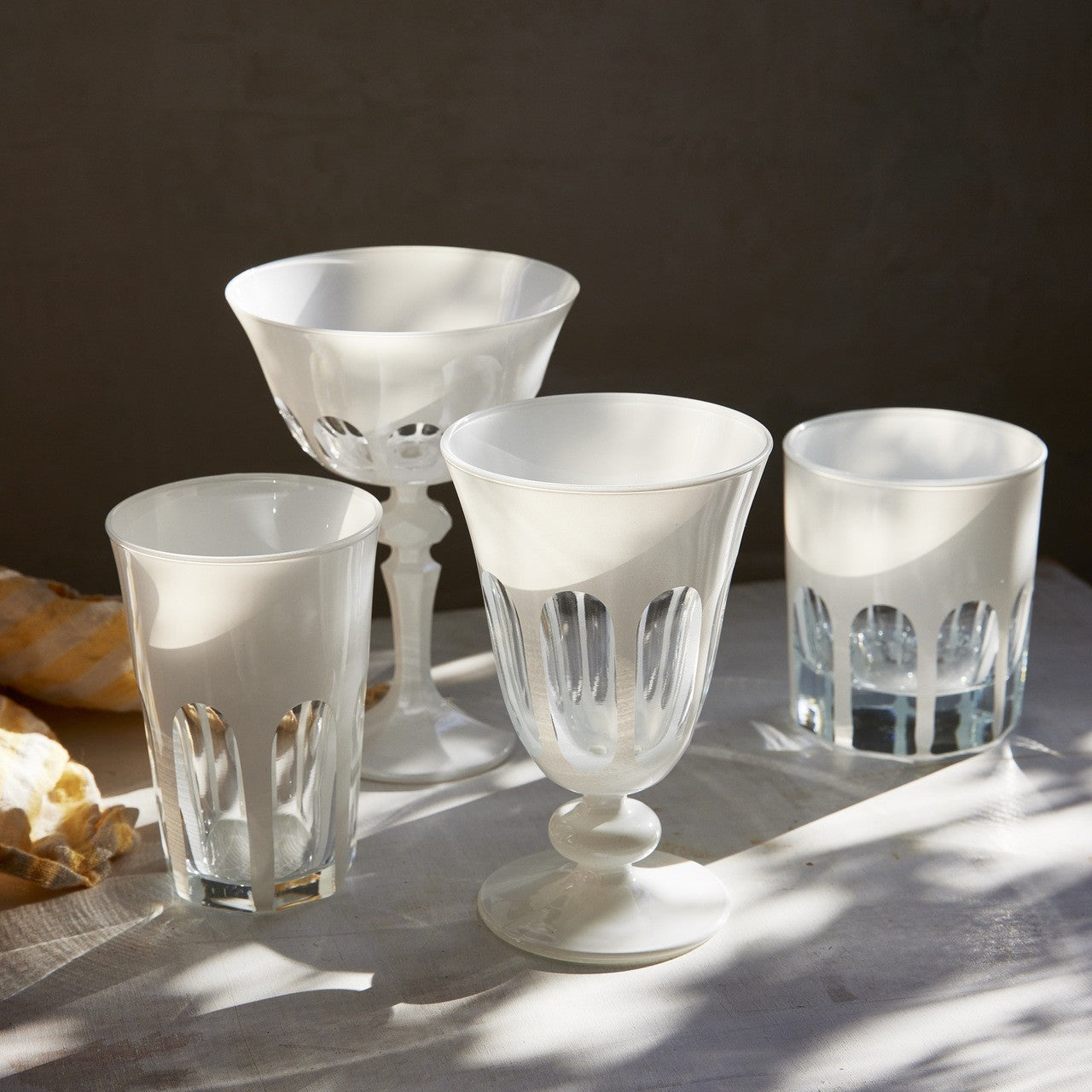 Rialto Glass Coupe Set/2, Chalk