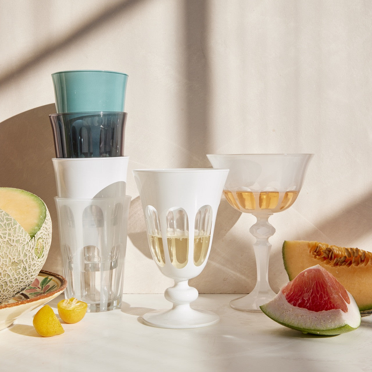 Rialto Glass Old Fashion Set/2, Chalk