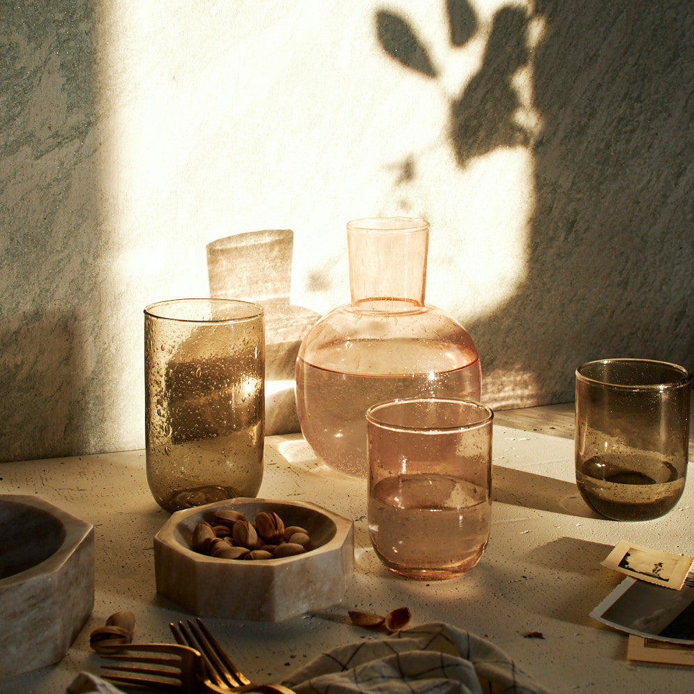 Tall Seeded Glasses, Pale Rose
