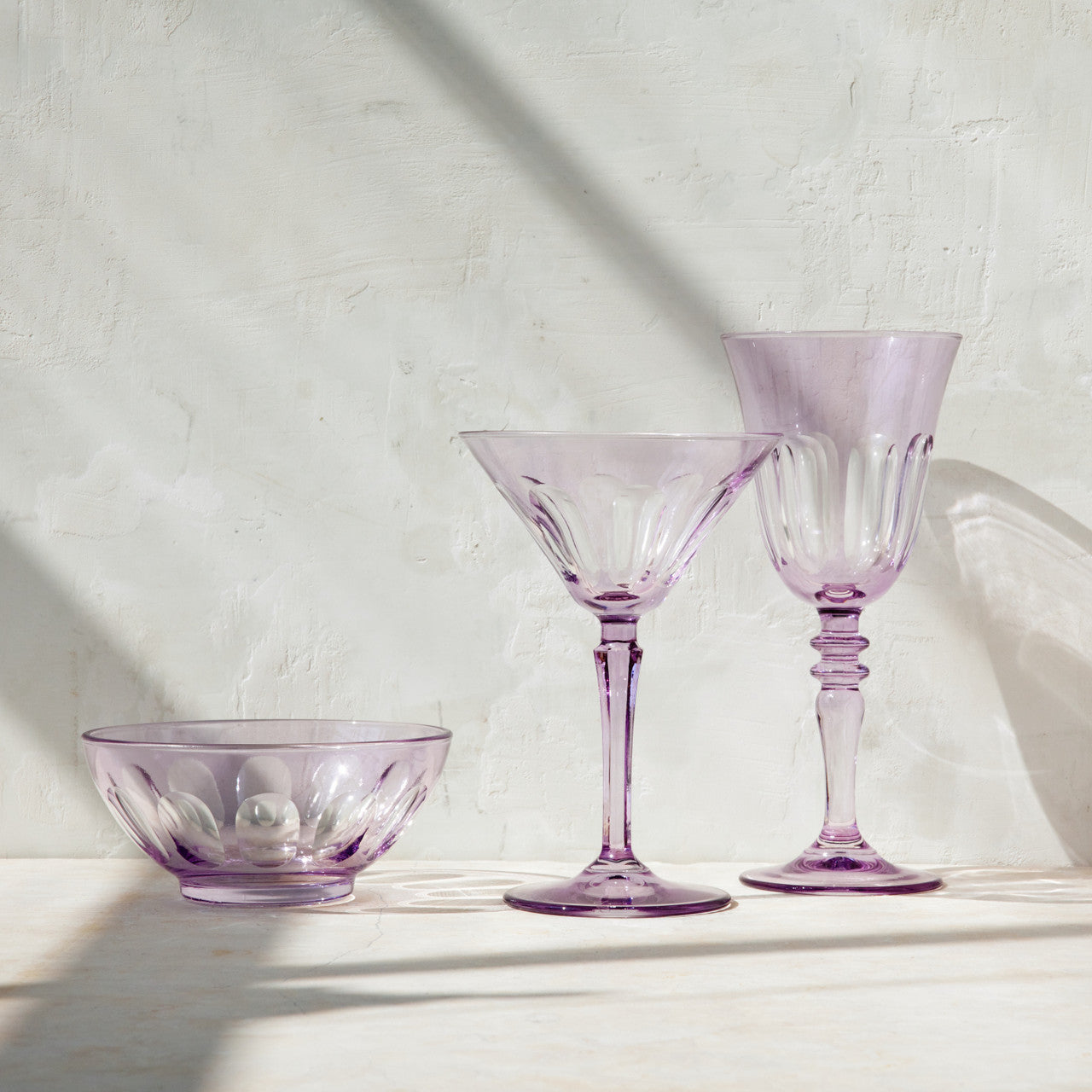 Rialto Glass Bowl Set/2, Amethyst