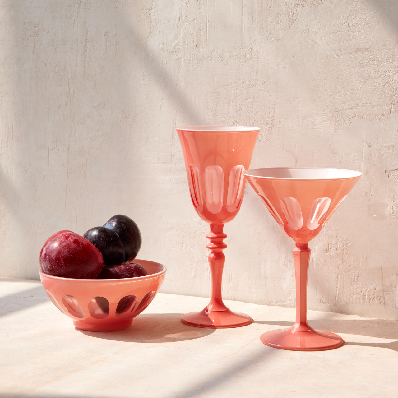 Rialto Glass Bowl Set/2, Salmon