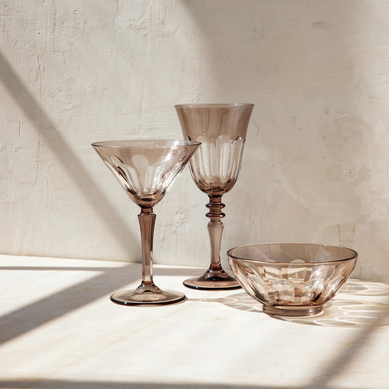 Rialto Glass Bowl Set/2, Smoke