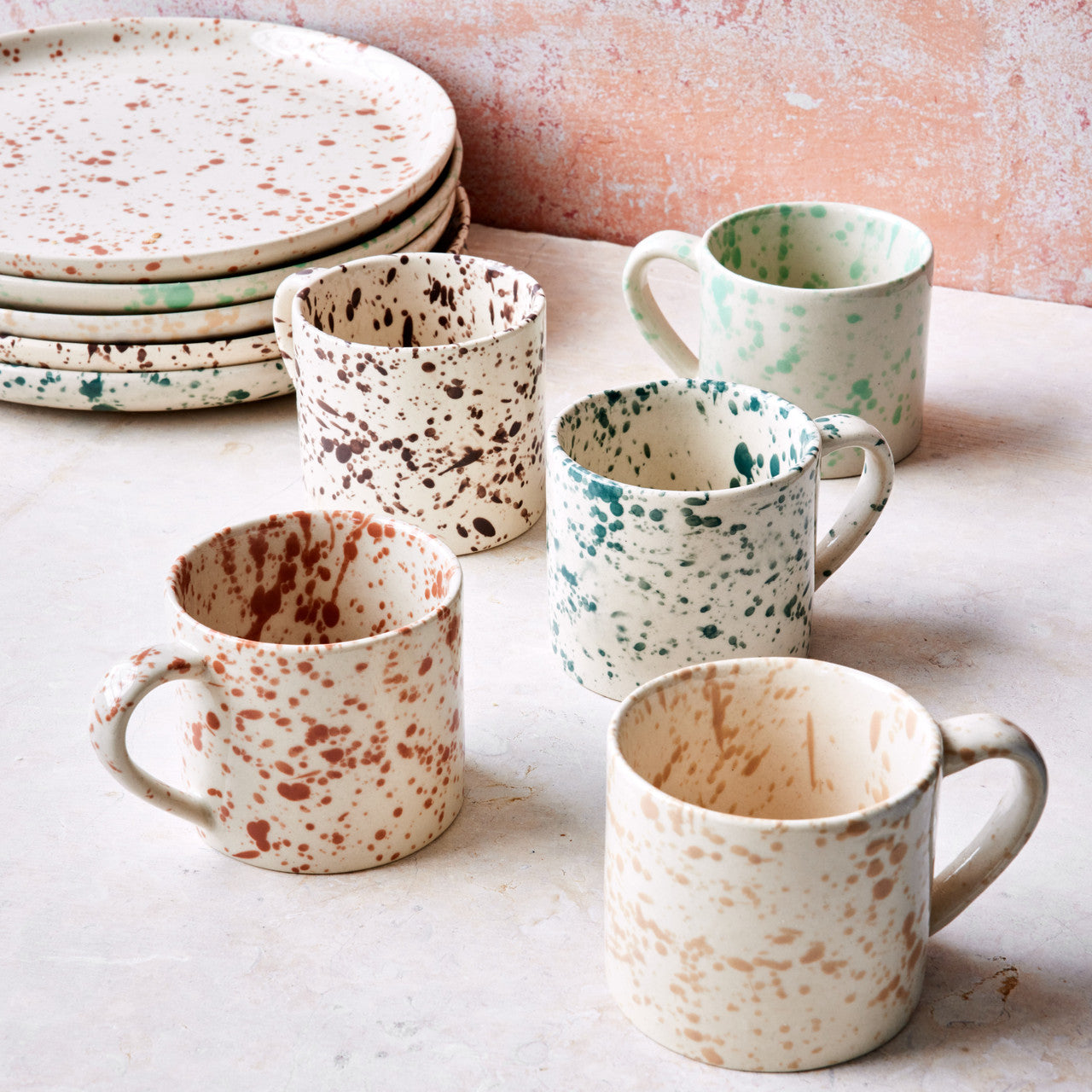 Splatterware Mugs Set of 4, Cacao