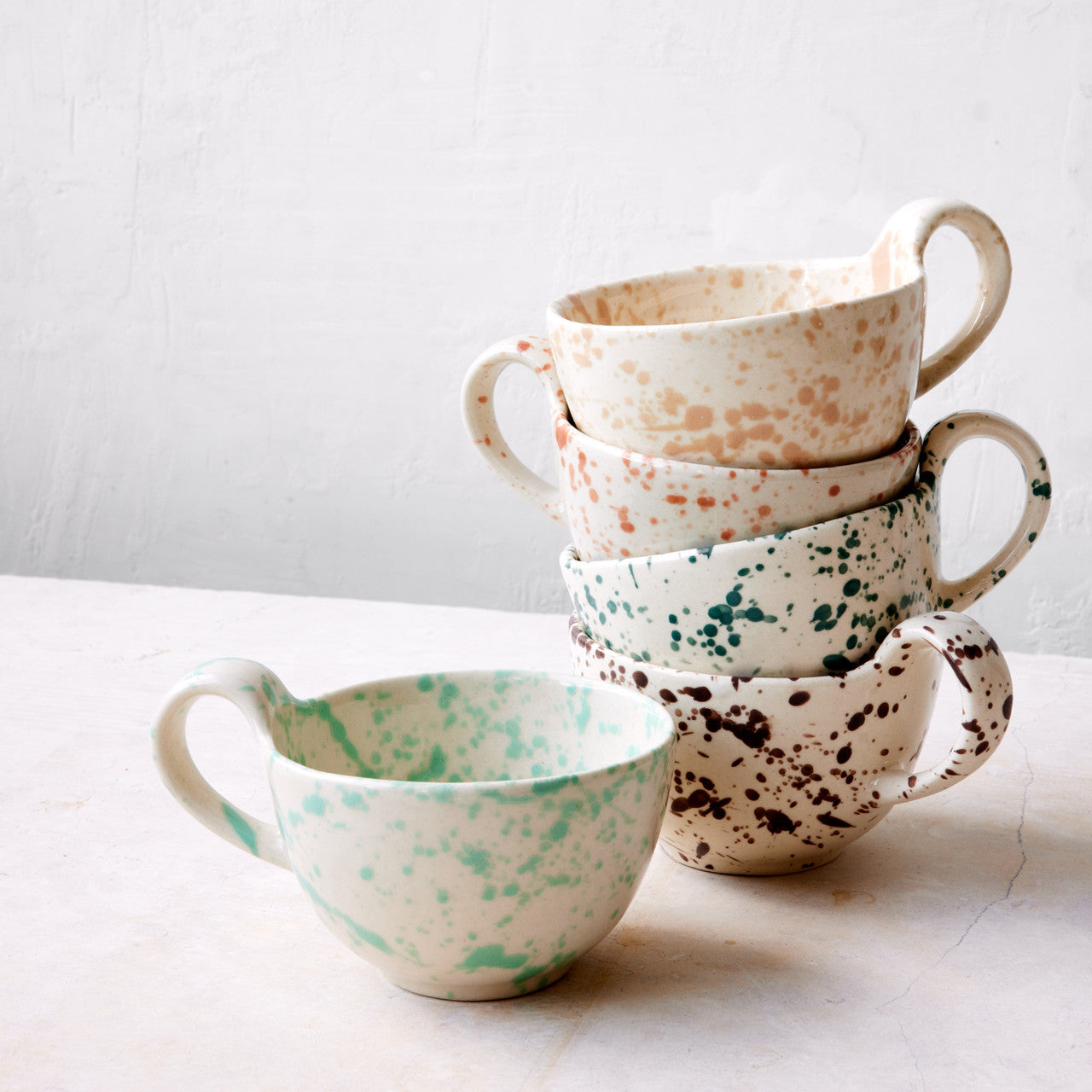 Splatterware Cups Set of 4, Latte