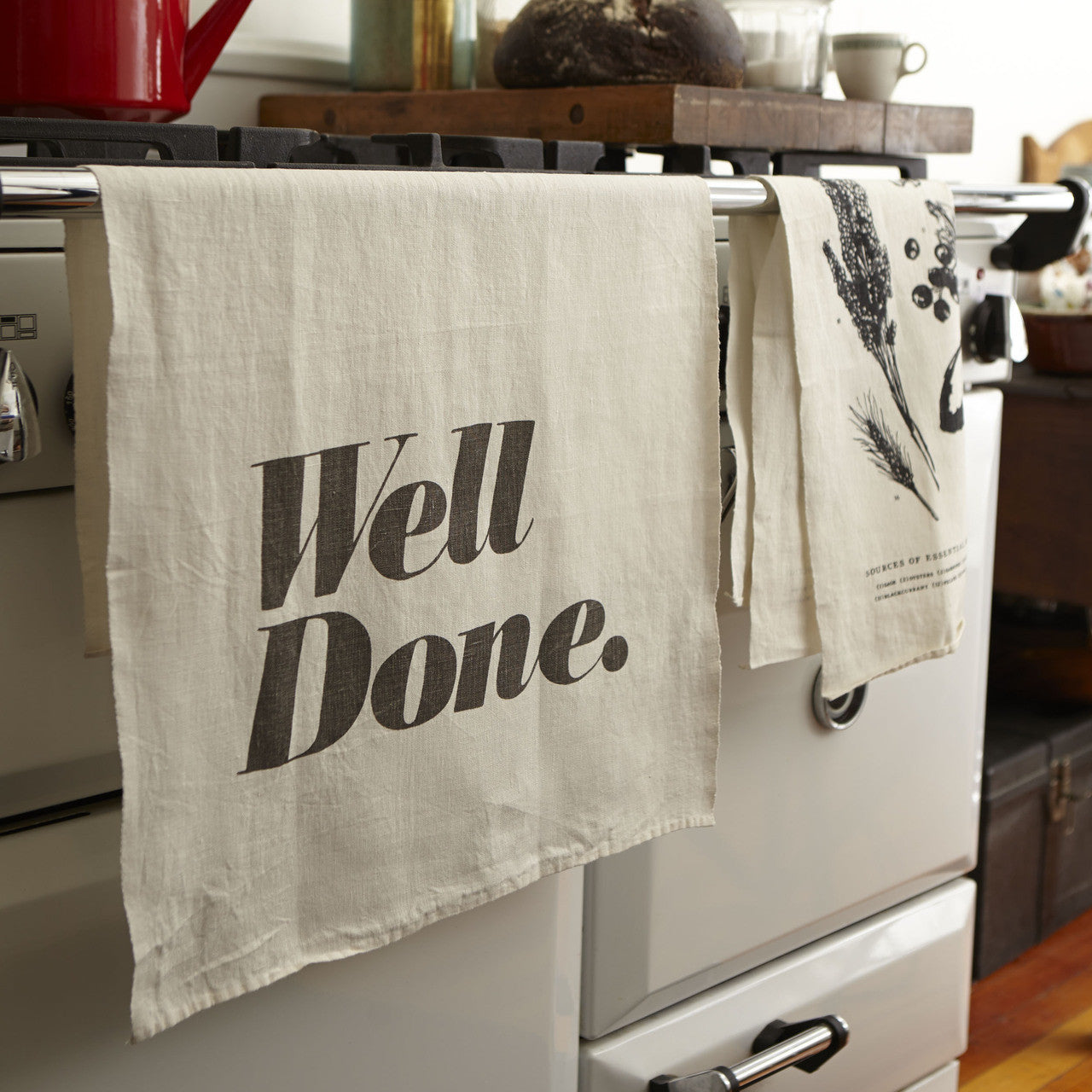 North American Oysters Pure Linen Tea Towel, Natural