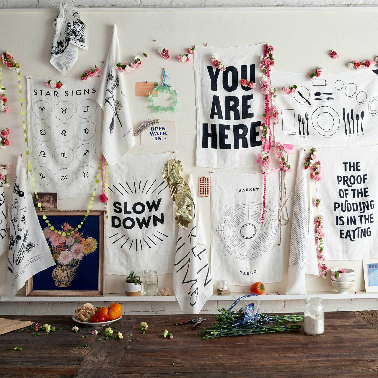 Slow Down Pure Linen Tea Towel